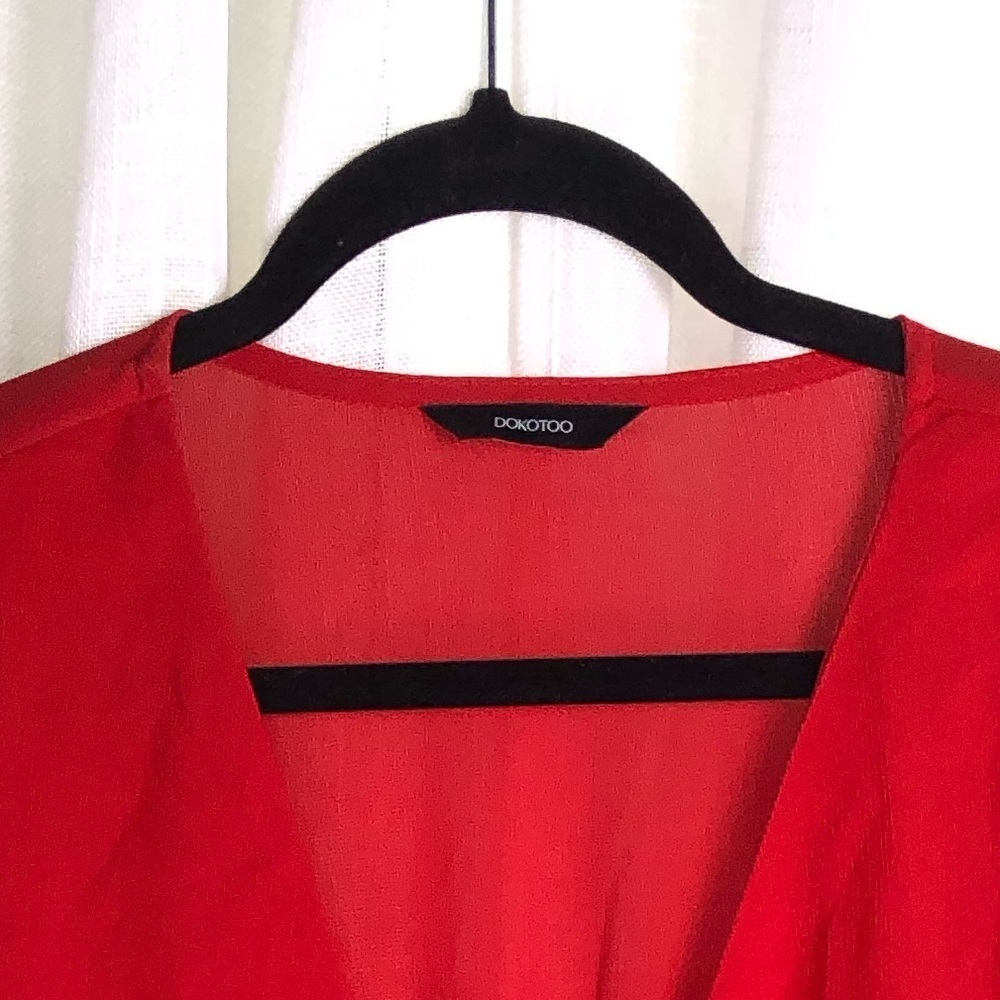 Chic Red Long Sleeve Dress - Picture 9 of 10
